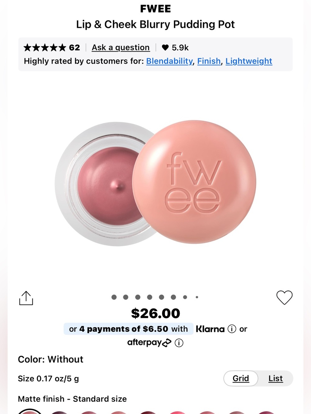 FWEE Lip & Cheek Blurry Pudding Pot — Rose Pink